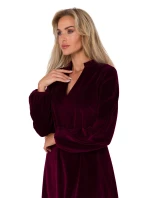 Dámske zamatové šaty M767 bordová - MOE Dámske zamatové šaty M767 bordová - MOE