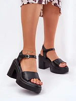 Sandále na podpätku 78-185 čierne - Vykročte štýlovo