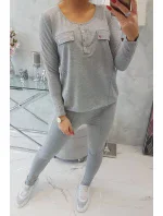 Súprava s gombíkovým výstrihom šedej farby Súprava s gombíkovým výstrihom šedej farby