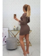 Šaty s ozdobnými knoflíky mocca