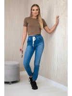 Džínsové nohavice s rebrovaným lemom Džínsové nohavice s rebrovaným lemom