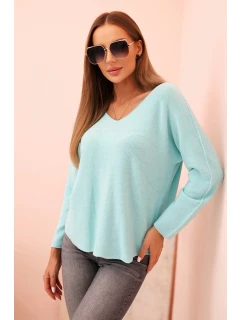 Dámsky sveter s véčkovým výstrihom a viskózovou mätou