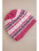 Dámska zimná čiapka s farebným vláknom a elastickou šnúrkou K352 malinová