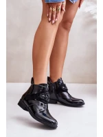 Lakované Dámské Boty S Ozdobou Zateplené Černé model 21671780 - S.Barski