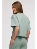 mikina s krátkým rukávem mátová model 21047214 - BeWear