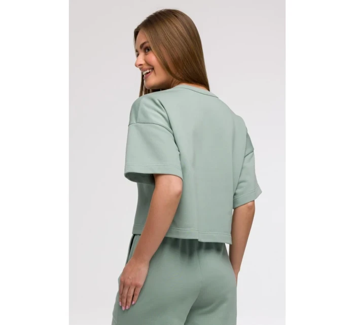 mikina s krátkým rukávem mátová model 21047214 - BeWear