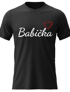Dámské bavlněné tričko s potiskem - BABIČKA - černé
