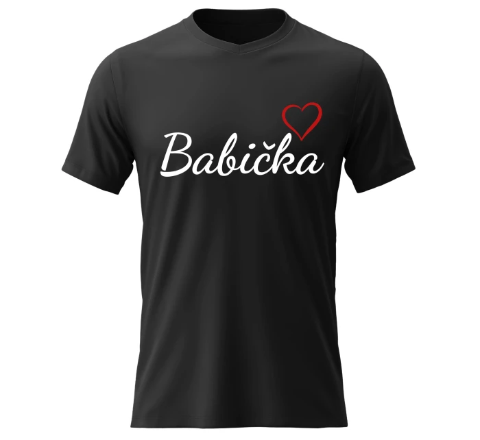 Dámské bavlněné tričko s potiskem - BABIČKA - černé