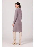 Midi šaty s vysokým límcem model 20990260 šedé - BeWear Midi šaty s vysokým límcem model 20990260 šedé - BeWear
