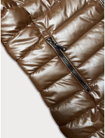 Prošívaná dámská bunda v karamelové barvě s kapucí (16M9106-84)