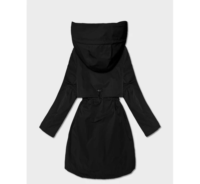 Dámska čierna bunda Goodlookin s ohrnutými rukávmi (B8556-1)