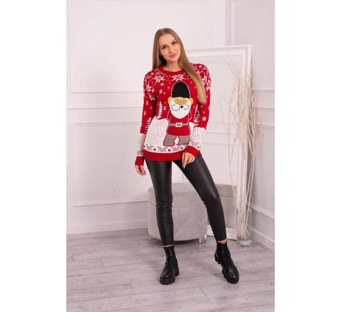 Vianočný sveter so Santa Clausom červený