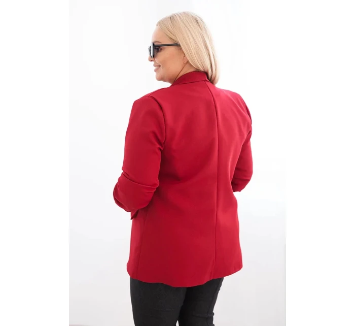 Dámská sako Plus Size bez zapínání s podšívkou model 21468628 bordová - K-Fashion