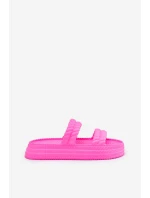 Piankowe Lekkie Klapki Damskie Na Platformie S.Barski ZK51-001 Fuksja