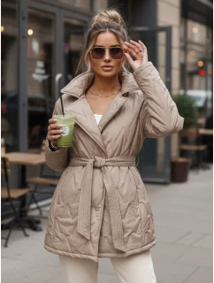 Kurtka damska przejściowa z paskiem beżowa model 22011523 - FashionStreet