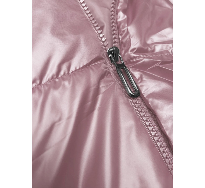 Ružová páperová vesta s odnímateľnou kapucňou (B8247-81)