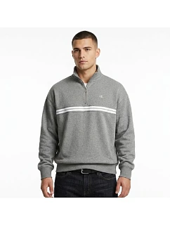 Calvin Klein Zip Fleece Hoodie Logo Tape Grey Heather Mikina - LZ04RE285G-P7E Pánske