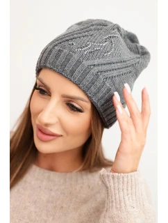 Dámská zimní čepice s vlnou volného střihu model 21782995 grafitová - K-Fashion