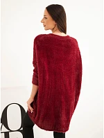 Dámský svetr Plus Size s výstřihem do V bordový Dámský svetr Plus Size s výstřihem do V bordový