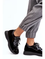 Kožené lakované dámské sportovní boty model 21638323 Černé - Zazoo