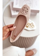 Dámské baleríny s ozdobou z ekokože béžové model 21667173 - Boto