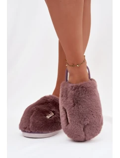 Kožešinové dámské pantofle tmavě fialové Belinna