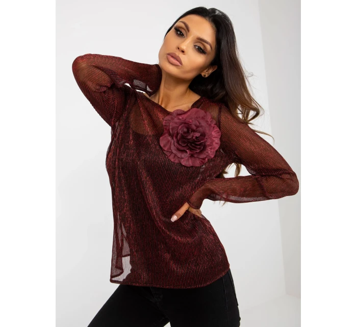 Dámska blúzka s tielkom LK KMPL 506635.54P čierna a červená - FPrice