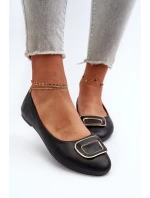 Čierne kožené baleríny s dekoráciou Enicoria