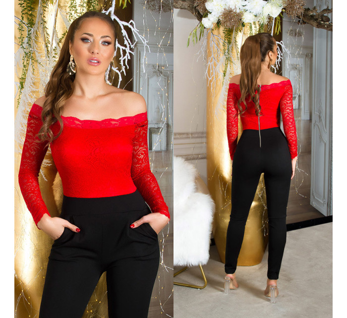 Sexy Jumpsuit with Lace & Carmen cutout