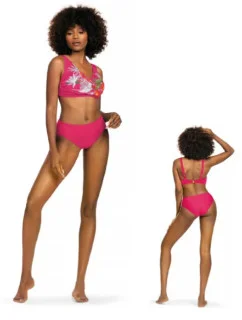 Dámske dvojdielne plavky Bali8 S690BL8-1 ružové s kvetmi - Self