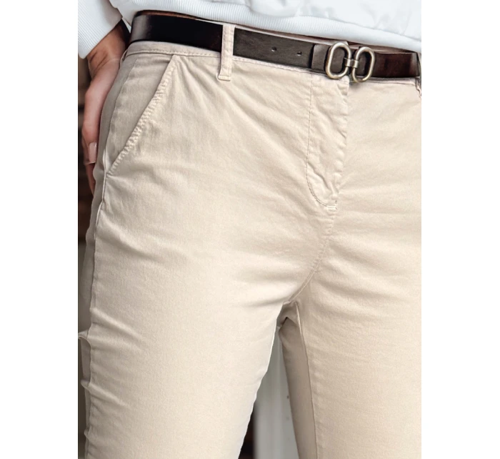 Dámské kalhoty slim fit s páskem light beige Dstreet model 21986460 - FashionStreet
