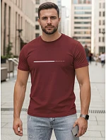 Tshirt męski bawełniany z napisem bordowy model 22305477 - FashionStreet Tshirt męski bawełniany z napisem bordowy model 22305477 - FashionStreet