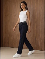 Jeansy damskie fit z paskiem granatowe model 22394661 - FashionStreet Jeansy damskie fit z paskiem granatowe model 22394661 - FashionStreet