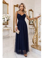 maxi šaty na ramínka s výstřihem do V – tmavě modré model 22269162 - numoco basic maxi šaty na ramínka s výstřihem do V – tmavě modré model 22269162 - numoco basic