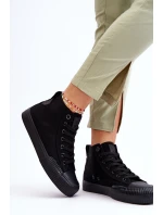 Damskie Wysokie Trampki Materiałowe Big Star LL274444 Czarne