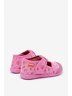 Dětské pantofle na suchý zip lesklé růžové model 22101100 - Milami