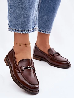 Dámské kožené Mokasíny model 22100059 hnědé - VINCEZA