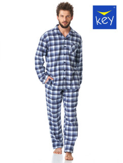 Pánske pyžamo bez zipsu MNS 426 B23 L/W modré - Key
