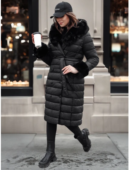 Dámská prošívaná dlouhá bunda černá Dstreet model 21982637 - FashionStreet Dámská prošívaná dlouhá bunda černá Dstreet model 21982637 - FashionStreet