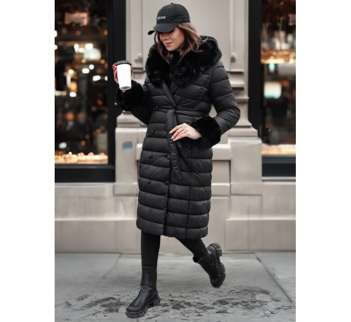 Dámská prošívaná dlouhá bunda černá Dstreet model 21982637 - FashionStreet Dámská prošívaná dlouhá bunda černá Dstreet model 21982637 - FashionStreet