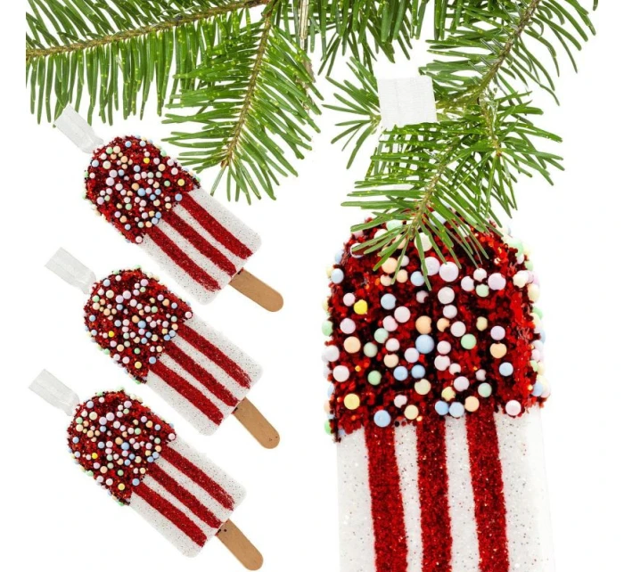 ZMRZLINOVÁ DEKORÁCIA ZÁVESNÁ OZDOBA 3KS BIELA