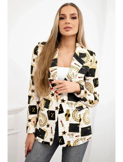 Bavlněná bunda s potiskem a knoflíkem model 20770558 - K-Fashion Bavlněná bunda s potiskem a knoflíkem model 20770558 - K-Fashion