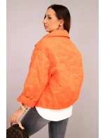 Dámska jarná prešívaná bunda s kvetinovým vzorom oranžová