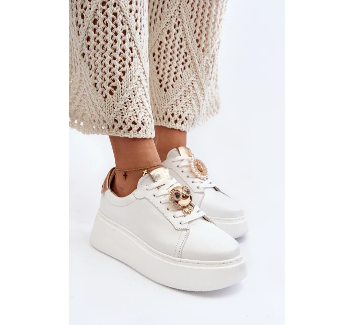 Dámské kožené tenisky model 21647474 bílé - CheBello