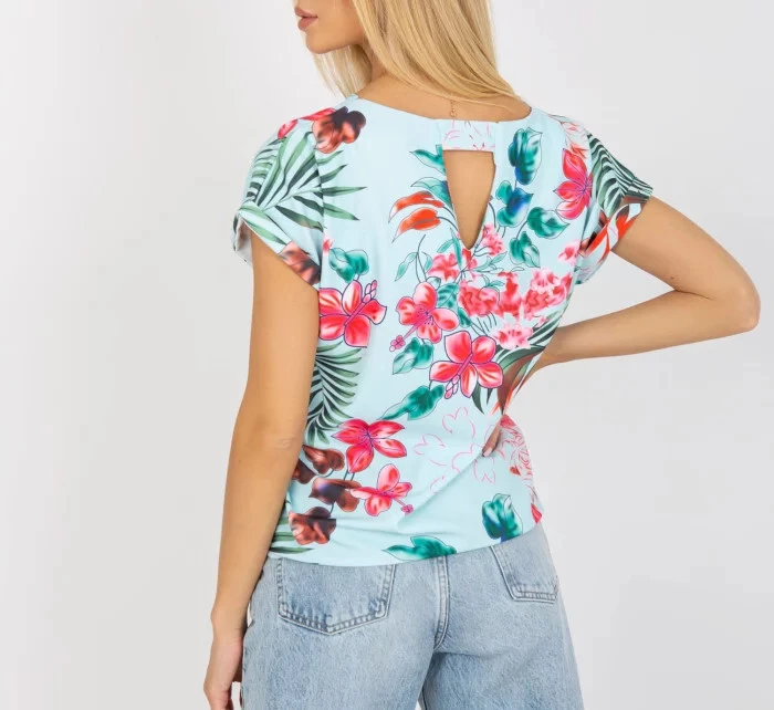 Dámská halenka WN BZ model 18837891 Světle modrá s květy RUE PARIS - FPrice Dámská halenka WN BZ model 18837891 Světle modrá s květy RUE PARIS - FPrice