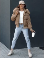 Dámská prošívaná zimní bunda s kožešinou camel Dstreet model 21979212 - FashionStreet