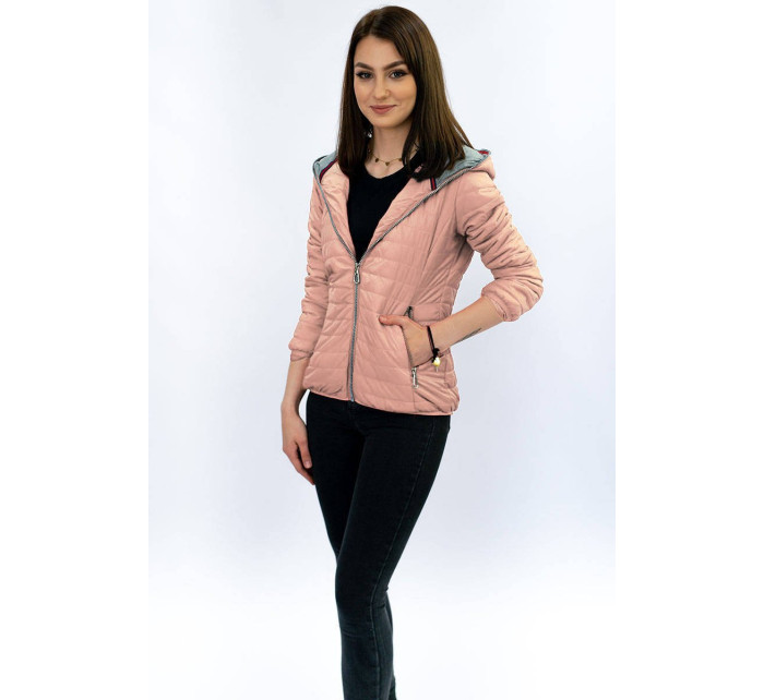 Růžová dámská bunda s kapucí model 16143335 - LHD