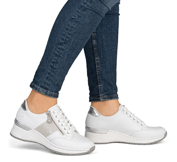 Dámské tenisky s polovičním zipem bílé model 22021873 - Rieker