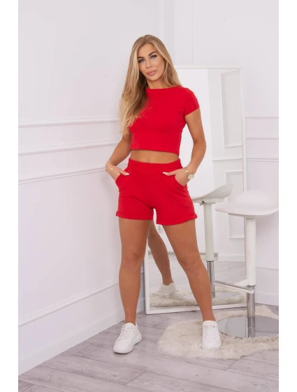 Bavlnená súprava so šortkami červená Bavlnená súprava so šortkami červená