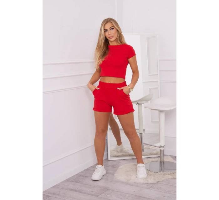 Bavlnená súprava so šortkami červená Bavlnená súprava so šortkami červená